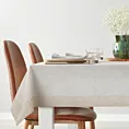 Obrus naturalny 140x220 cm KAREN z ozdobną listwą z tkaniny z dodatkiem lnu DIVA LINE