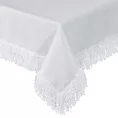 Obrus biały 140x280 cm JASPER zdobiony puszystymi frędzlami EUROFIRANY PREMIUM
