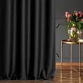 Zasłona szyta na taśmie 5 cm czarna z miękkiej, matowej tkaniny w stylu eko o naturalnym splocie