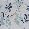Firana biało, niebieska półprzezroczysta z lekkiej matowej etaminy z nadrukiem kwiatów 140x250 cm przelotka FIONA Eurofirany