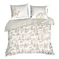 Pościel świąteczna 220x200 cm bawełna ranforce kolor biały, beżowy z nadrukiem sarenek FAWN Eurofirany