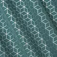 Zasłona ciemnoturkusowo, srebrna z geometrycznym wzorem 140x250 cm przelotka CUBE Eurofirany