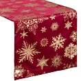 Bieżnik na stół czerwono, szampański 40x140 cm welwetowy JOY w śnieżynki