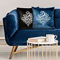 Poszewka na poduszkę 45x45 cm welwetowa z srebrnym ornamentem ciemnozielona ROYAL 3 Eurofirany