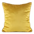 Poszewka na poduszkę 45x45 cm welwetowa o delikatnym połysku z ozdobną lamówką musztardowa GAJA 2 Eurofirany