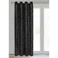 Zasłona czarna zdobiona futerkiem 140x250 cm przelotka MARION Eurofirany