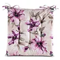 Poduszka na krzesło 40 x 40 x 5 cm wodoodporna kremowo, różowa zdobione roślinnym wzorem GARDEN Eurofirany