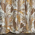 Zasłona biało, musztardowa z błyszczącym wzorem egzotycznych liści z welwetu 140x250 cm przelotka ADEL Eurofirany