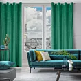 Zasłona zielona wzór geometryczny z wytłaczanego welwetu 140x250 cm przelotka JULIA Eurofirany