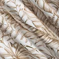 Zasłona biało, beżowa z nadrukiem egzotycznych liści, welwetowa 140x270 cm taśma/szelkli SABA Eurofirany