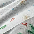 Zazdrostka świąteczna biało, zielona z etaminy zdobiona nadrukiem z motywem świątecznym 150x60 cm szelki - XMAS 4 Eurofirany