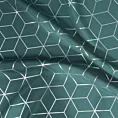 Zasłona ciemnoturkusowo, srebrna z geometrycznym wzorem 140x250 cm przelotka CUBE Eurofirany