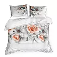 Pościel 220x200 cm bawełniana kolor biały, jasnopomarańczowy zdobiona nadrukiem kwiatów DIVA Eurofirany