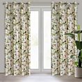 Zasłona biało, oliwkowa w kwiaty z tkaniny welwetowej 140x250 cm przelotka ALEA Eurofirany