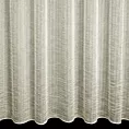 Firana szyta na taśmie 5 cm jasnobeżowa z półmatowej kreszowanej tkaniny, w nieregularne, cienkie, pionowe pasy, wykończona obciążnikiem
