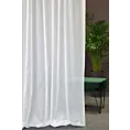 Firana szyta na taśmie 5 cm biała z półprzezroczystej połyskliwej tkaniny, wykończona obciążnikiem