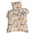 Pościel 140x200 cm bawełniana kolor biały, brązowy z wzorem liści POLA Eurofirany