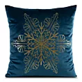 Poszewka na poduszkę 45x45 cm welwetowa zdobiona śnieżynkami granatowo, złota JOY Eurofirany