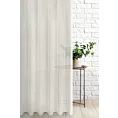 Firana szyta na przelotkach kremowa z miękkiej i połyskliwej tkaniny, wykończona obciążnikiem