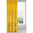 Zasłona musztardowa z welwetu zdobiona falbanami 140x270 cm taśma CHARLOTTE Eurofirany