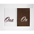 Zestaw ręczników bawełnianych 2 szt 70x140 cm z haftem ONA I ON kolor kremowy,brązowy 400 g/m2 Eurofirany