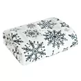 Koc świąteczny 150x200 cm biało, granatowy zdobiony nadrukiem śnieżynek Eurofirany