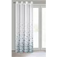 Dekoracja okienna biało, turkusowa z lekkiej etaminy z pastelowym nadrukiem kwiatów 140x250 cm przelotka ANDREA Eurofirany