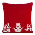 Poszewka na poduszkę 45x45 cm z miękkiej dzianiny z wzorem w stylu skandynawskim czerwono, biała Eurofirany