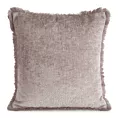 Poszewka na poduszkę 45x45 cm z szenilowej nici zdobiona subtelnymi frędzlami pudrowa ADIA Eurofirany