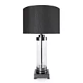 Lampa stołowa do pokoju czarna CLARA o prostej szklanej podstawie Eurofirany