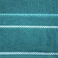 Ręcznik kąpielowy 70x140 cm bawełniany kolor ciemnoturkusowy z welwetową bordiurą i kontrastującymi paseczkami 500 g/m2 NEL Eurofirany