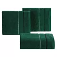 Ręcznik kąpielowy 50x90 cm bawełniany kolor ciemnozielony z kontrastującymi paseczkami 500 g/m2 SUZI Eurofirany