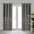 Zasłona grafitowo, szampańska zdobiona błyszczącym nadrukiem z welwetu 140x250 cm przelotka TORI Eurofirany