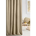 Zasłona szyta na taśmie fala ENYA jasnobrązowa z miękkiej półmatowej tkaniny welwetowej