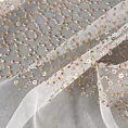 Firana szyta na taśmie fala biało beżowa z delikatnie połyskującej tkaniny typu PERU, zdobionej haftem oraz cekinami