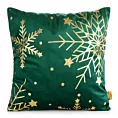 Poszewka na poduszkę świąteczna 45x45 cm welwetowa zdobiona nadrukiem szampańskich śnieżynek Eurofirany