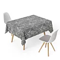 Obrus szyty popielaty z gładkiej tkaniny żakardowej z efektem marmuru