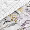 Pościel 160x200 cm z satyny bawełnianej kolor biały, fioletowy z wzorem kwiatowym ELLA 16 w kwiaty Eurofirany