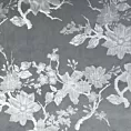 Zasłona stalowo, srebrna zdobiona nadrukiem połyskijących kwiatów 140x250 cm przelotka - CELIA Eurofirany