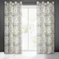 Zasłona popielato, beżowa ze wzorem kwiatowym z etaminy 140x250 cm przelotka OLA Eurofirany