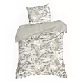 Pościel 140x200 cm bawełniana kolor biało, stalowy z nadrukiem liści LAYLA Eurofirany