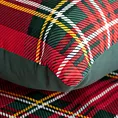 Pościel świąteczna 140x200 cm z bawełny ranforce, kolor czerwony, butelkowo zielony zdobiona nadrukiem szkockiej kraty JENNY Eurofirany