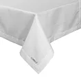 Obrus biały 140x220 cm ELLEN zdobiony drobnymi srebrnymi kropkami i elegancką listwą