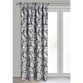Zasłona biało, czarna zdobiona nadrukiem liści 140x270 cm taśma ROMI Eurofirany