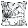 Poszewka na poduszkę 45x45 cm welwetowa z motywem roślinnym z wypustką na brzegach biało, czarna PALOMA EUROFIRANY PREMIUM