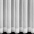 Firana szyta na przelotkach biało srebrna z delikatnej etaminy zdobionej błyszczącymi pasami, wykończonej obciążnikiem