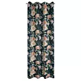 Zasłona czarno, różowa z nadrukiem kwiatów z tkanina typu oxford 140x270 cm przelotka SALMA Eurofirany