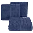 Ręcznik do rąk 30x50 cm bawełniany kolor granatowy z ozdobną bordiurą w paseczki 500 g/m2 ADORE Eurofirany