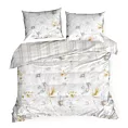 Pościel 220x200 cm z bawełny i mikrowłókna kolor biały, musztardowy z nadrukiem kwiatów LEA9 Design 91 Eurofirany