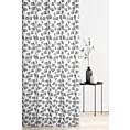 Zasłona szyta na taśmie fala biało czarna z miękkiej tkaniny z nadrukiem w kwiaty
